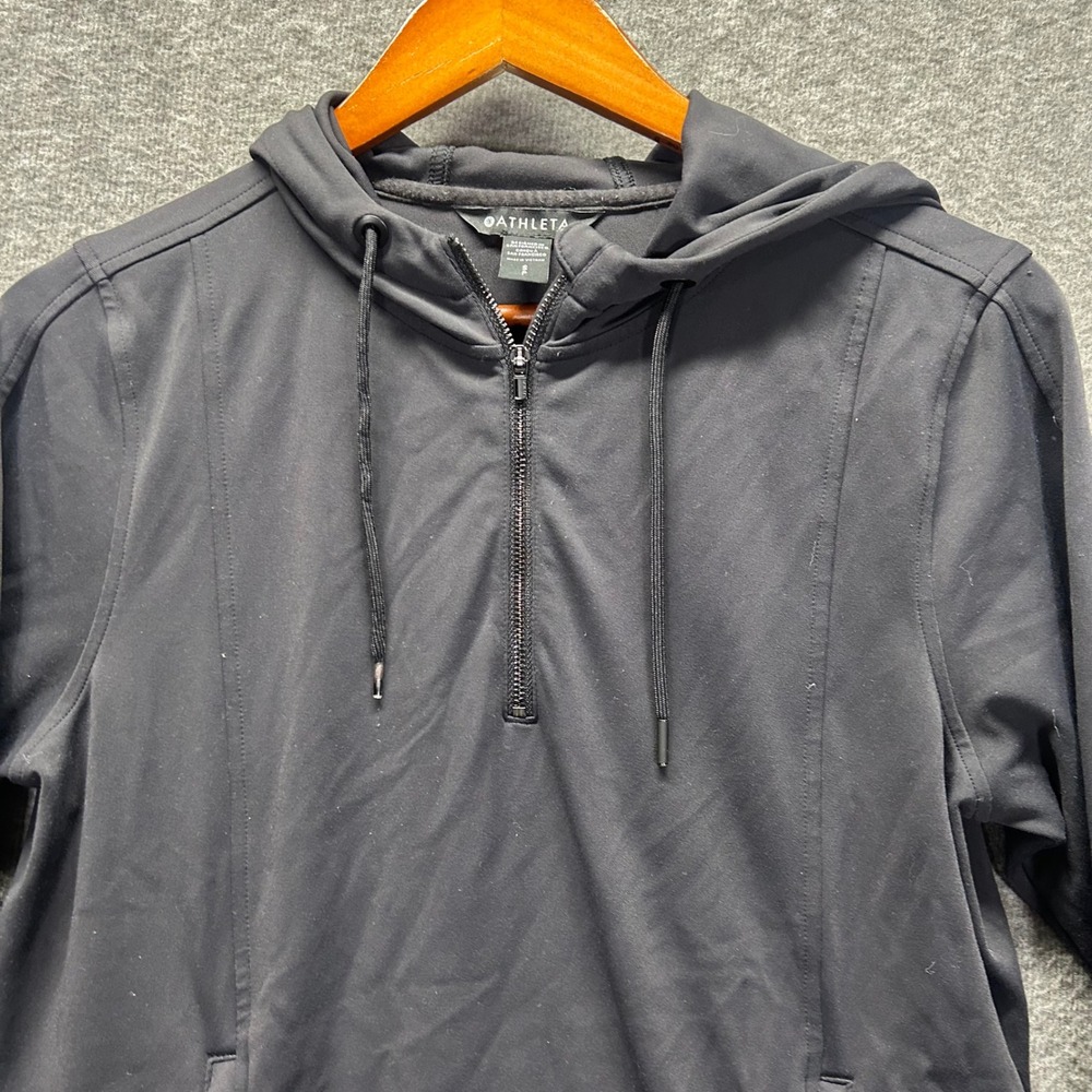 Athleta‎ Venice Moto Hoodie Black Womens Small Half Zip Pullover Sweatshirt S